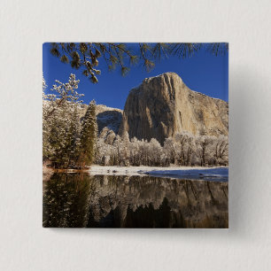 El Capitan reflects into the Merced River in 15 Cm Square Badge