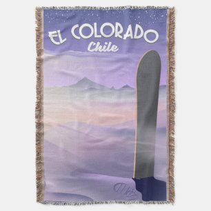 El Colorado Chile Snowboarding travel poster Throw Blanket