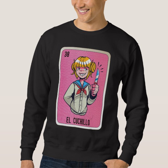 El Cuchillo Mexican Slang Lottery Bingo Cards Sweatshirt (Front)
