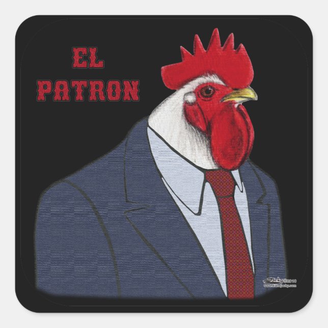 El Gallo Patron Square Sticker (Front)