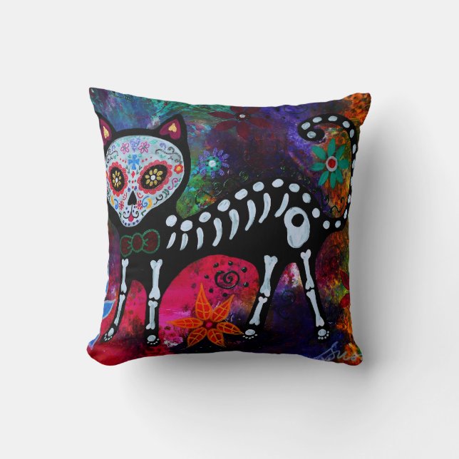 EL GATO CAT DIA DE LOS MUERTOS PILLOW (Front)