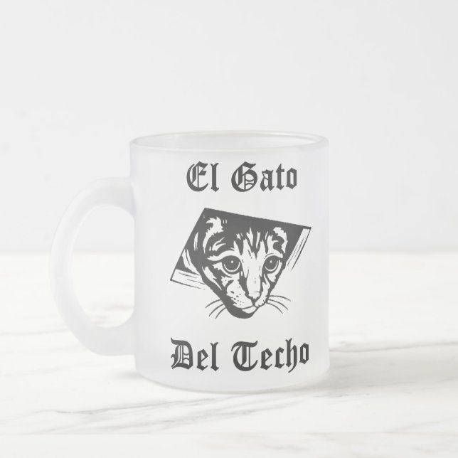El Gato Del Techo Frosted Glass Coffee Mug (Left)