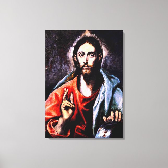 El Greco - Christ as Saviour, fine art portrait Canvas Print (Front)