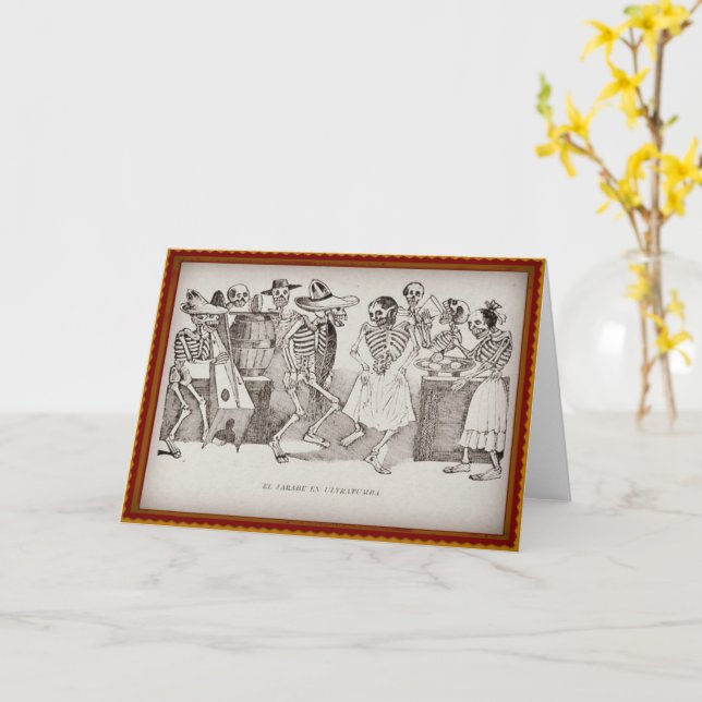 El Jarabe en Ultratumba Dia De Los Muertos  Card (Yellow Flower)