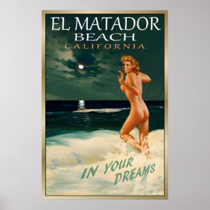 EL MATADOR Beach CA Original Marilyn Monroe Travel Poster