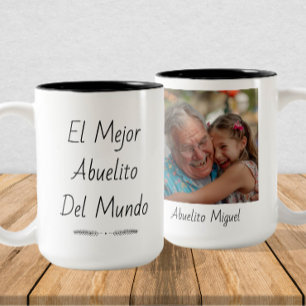 El Mejor Abuelito del Mundo – Custom Photo & Name Two-Tone Coffee Mug