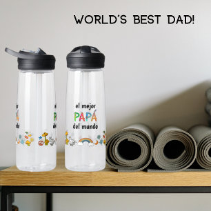 El mejor Papá del mundo! Fun Whimsy Letters Water Bottle