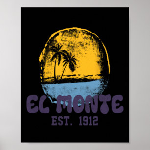 El Monte California Retro Surfer Vintage Beach For Poster