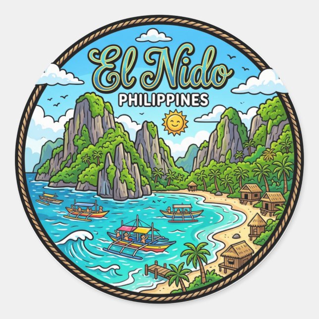 El Nido Philippines Classic Round Sticker (Front)
