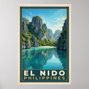 El Nido Philippines Vintage Retro Travel Poster