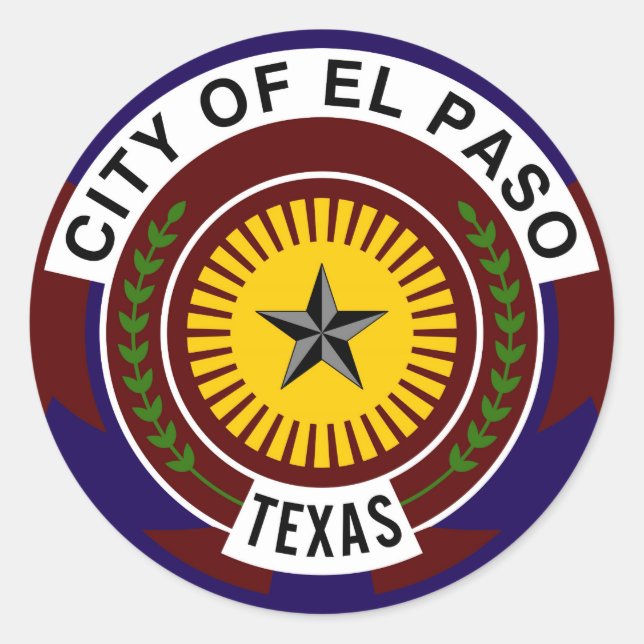el paso flag united states america symbol texas classic round sticker (Front)