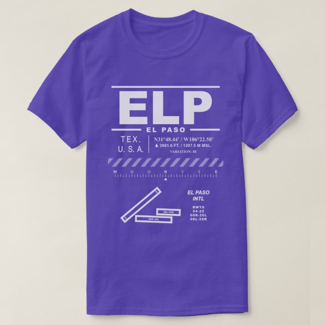El Paso International Airport ELP T-Shirt (Design Front)
