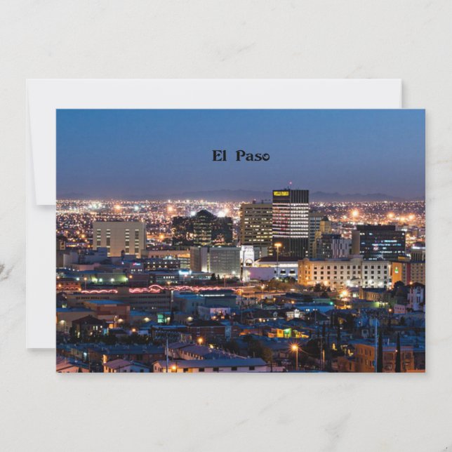 El Paso, Texas at Night Card (Front)