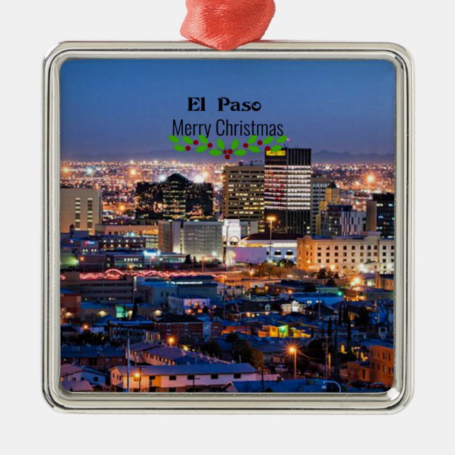 El Paso, Texas at Night  Metal Tree Decoration (Front)