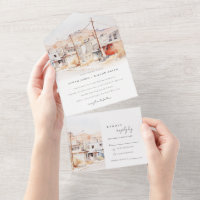 El Paso Texas City Scape Watercolor Wedding
