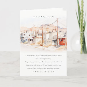 El Paso Texas City Scape Watercolor Wedding Thank You Card