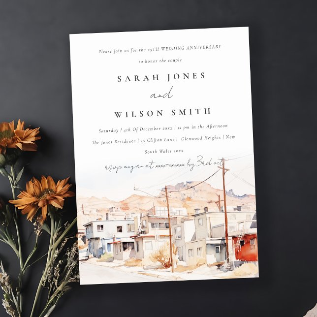 El Paso Texas City Scape Wedding Anniversary Invitation (Creator Uploaded)