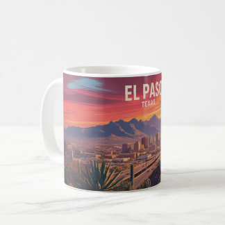 El Paso Texas Mug: Retro Desert Sunset Cityscape Coffee Mug