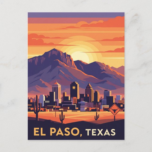 El Paso Texas Travel Postcard (Front)