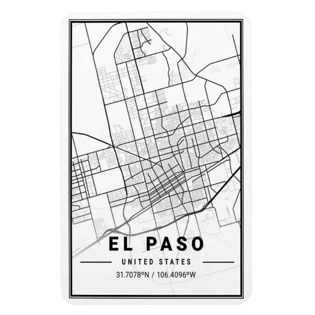 El Paso Texas USA City Travel City Map Magnet (Vertical)