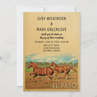 El Paso Texas Wedding Invitation Horses