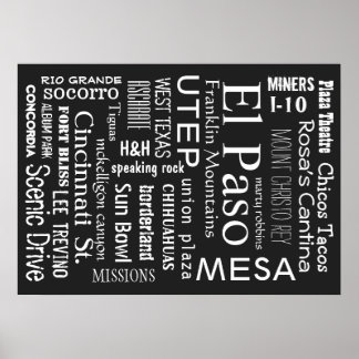 El Paso TX landmarks Poster