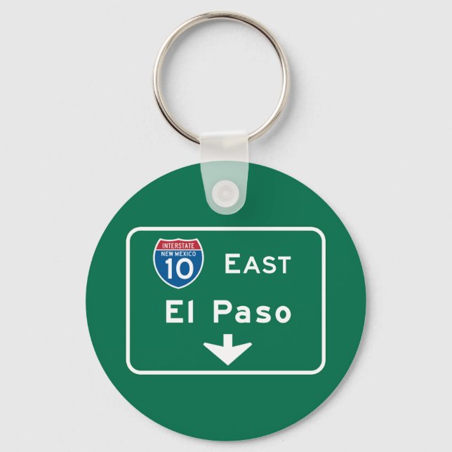 El Paso, TX Road Sign Key Ring (Front)