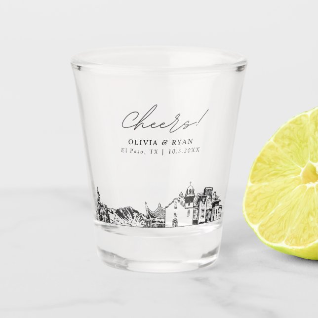 El Paso Wedding Favour Personalised Cheers Shot Glass (Front)