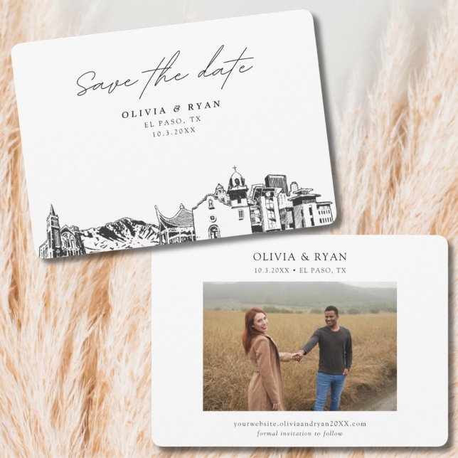El Paso Wedding Modern Save the Date Invitation (El Paso Save the Date
)