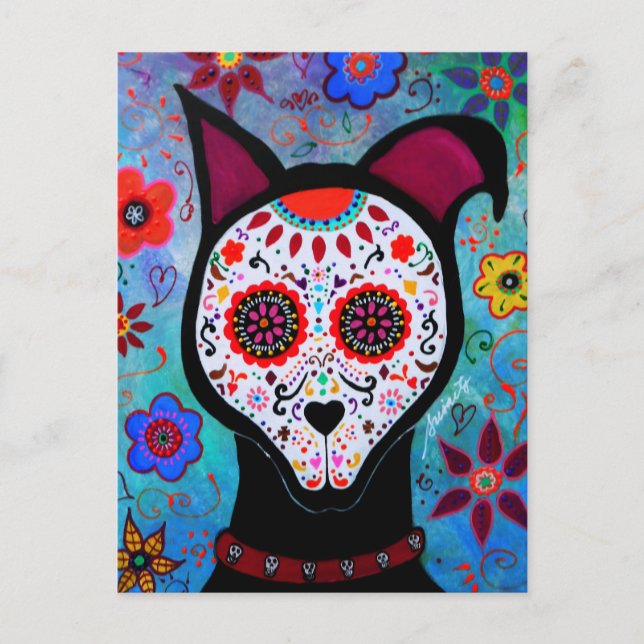 EL PERRO DOG DIA DE LOS MUERTOS POSTCARD (Front)