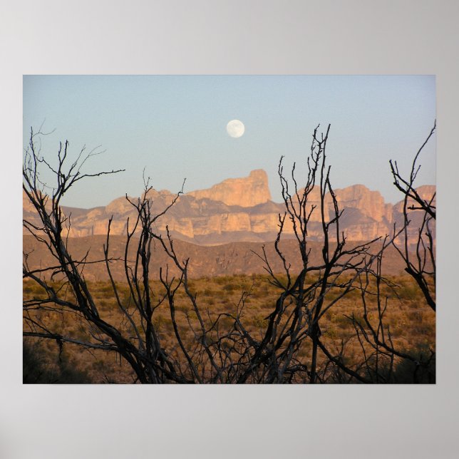El Pico Moonrise - Big Bend, Texas Poster (Front)