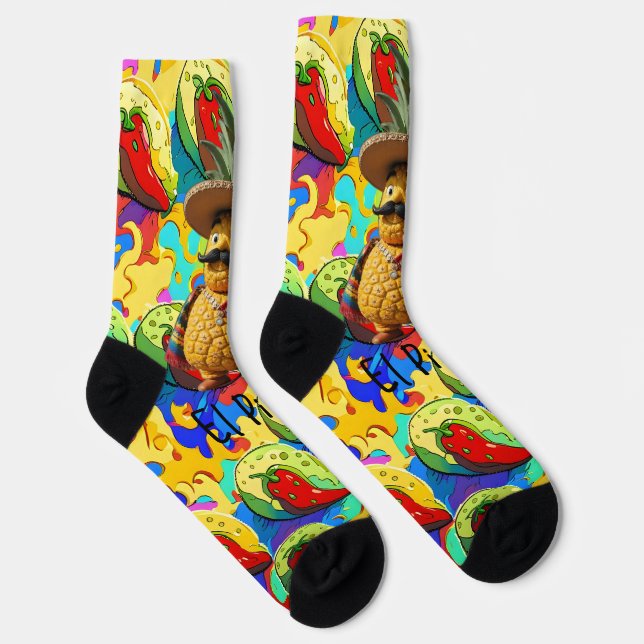 El PinCho Crew Socks - Pineapple Empire (Right)