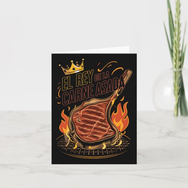 El Rey De La Carne Asada Bbq Cookout Master King F Card (Front)