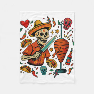 El Rey Del Trompo Al Pastor Taco Mexican Fleece Blanket