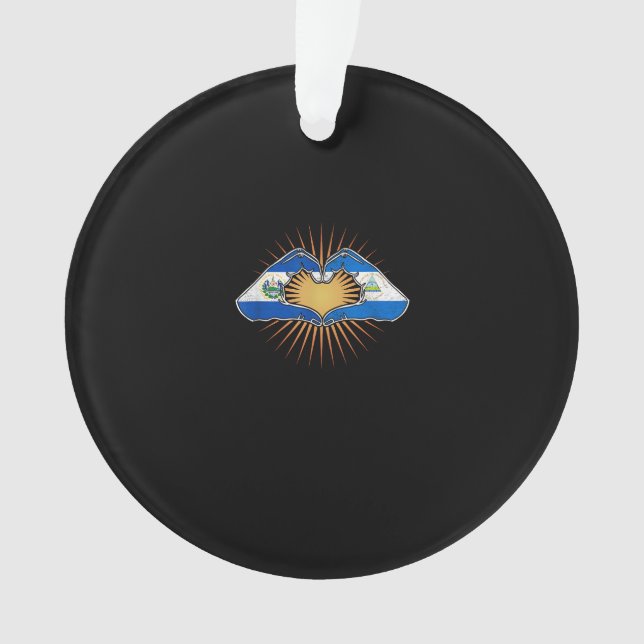 El Salvador And Nicaragua Heart Hands Ornament (Front)