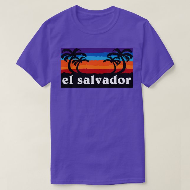 El Salvador Beach Sunset Palm Tree Outdoor Surfing T-Shirt (Design Front)