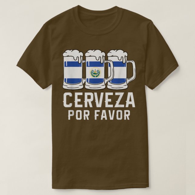 El Salvador Cerveza Por Favor Flag Pupusas Salvado T-Shirt (Design Front)