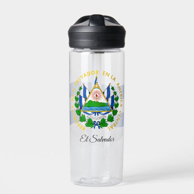 El Salvador Coat of Arms, Flag, El Salvador Water Bottle (Front)