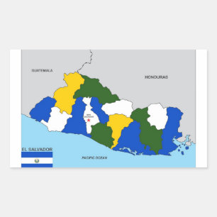 el salvador country political map flag rectangular sticker