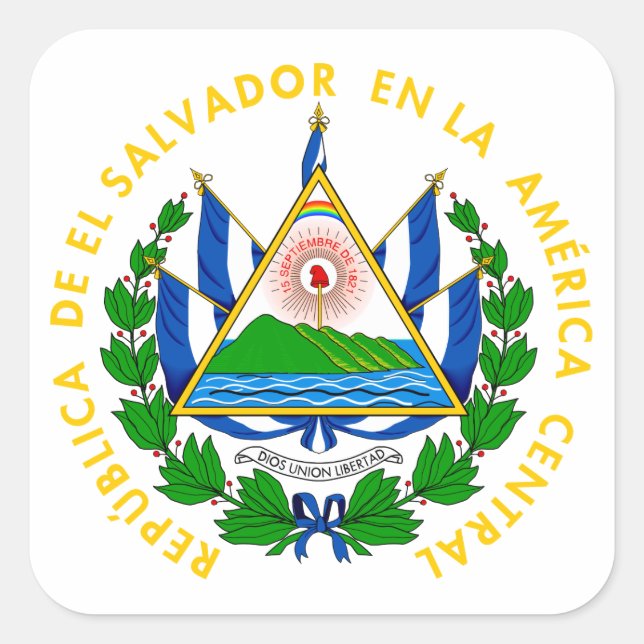el salvador emblem square sticker (Front)