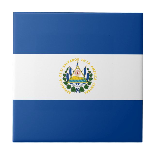 El Salvador Flag Ceramic Tile (Front)