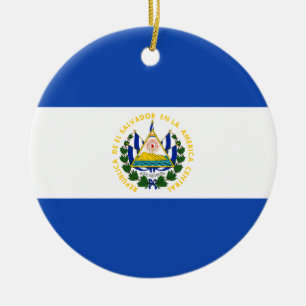 El Salvador Flag Ceramic Tree Decoration