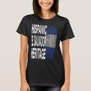 El-Salvador Flag Fingerprint Hispanic Heritage Mon T-Shirt