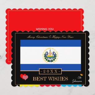 El Salvador Flag & Happy New Year/Best Wishes Card