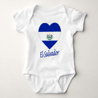 El Salvador Flag Heart Baby Bodysuit