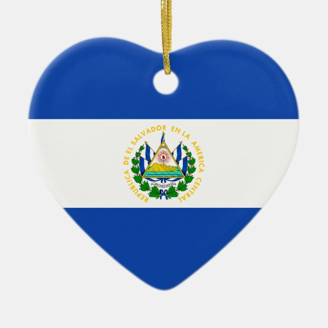 El Salvador Flag Heart Ornament (Front)