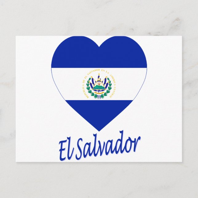 El Salvador Flag Heart Postcard (Front)