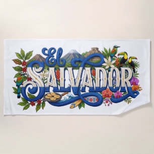 El Salvador Flag, Heritage, Culture & Tradition  Beach Towel