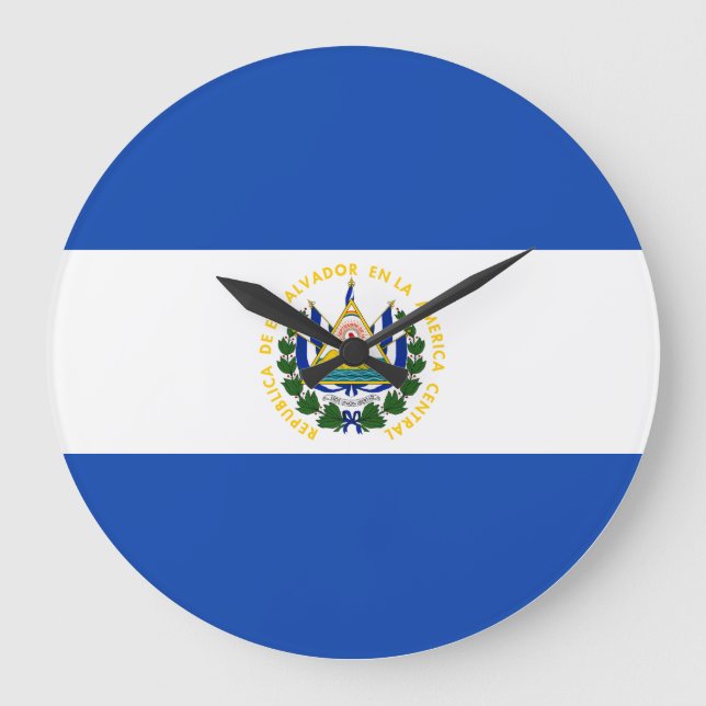 El Salvador Flag Large Clock (Front)