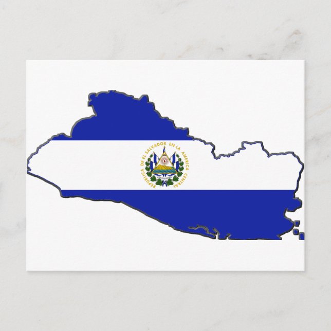El Salvador Flag Map Postcard (Front)